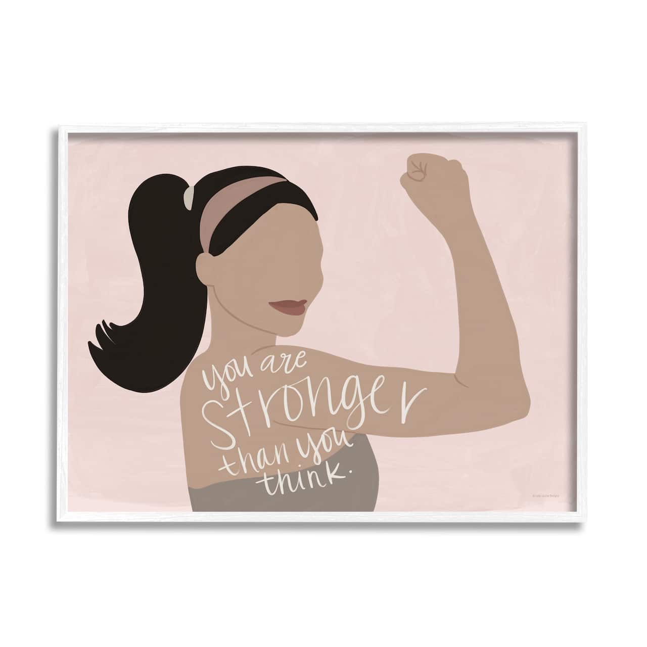 Stupell Industries You're Stronger Than You Think Phrase Motivational Woman Framed Wall Art